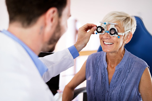 woman having an eye exam