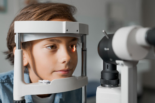 child getting an eye exam